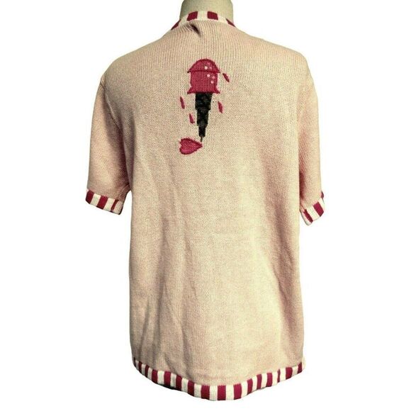 Quacker Factory Summer Theme Appliqued Pink Cardi Sz M Short Sleeve NEW - Picture 5 of 9